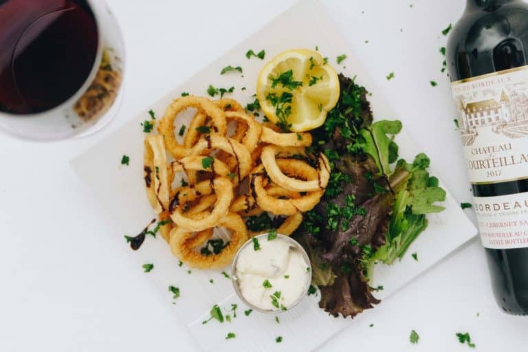 deep fried calamari with salad