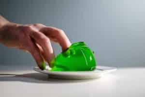 green jelly on plate