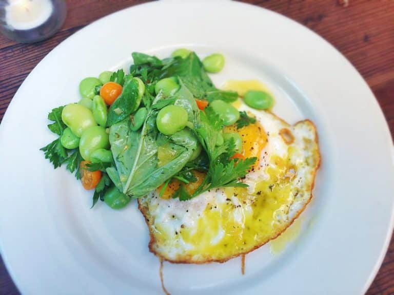 lima bean salad with egg on plate